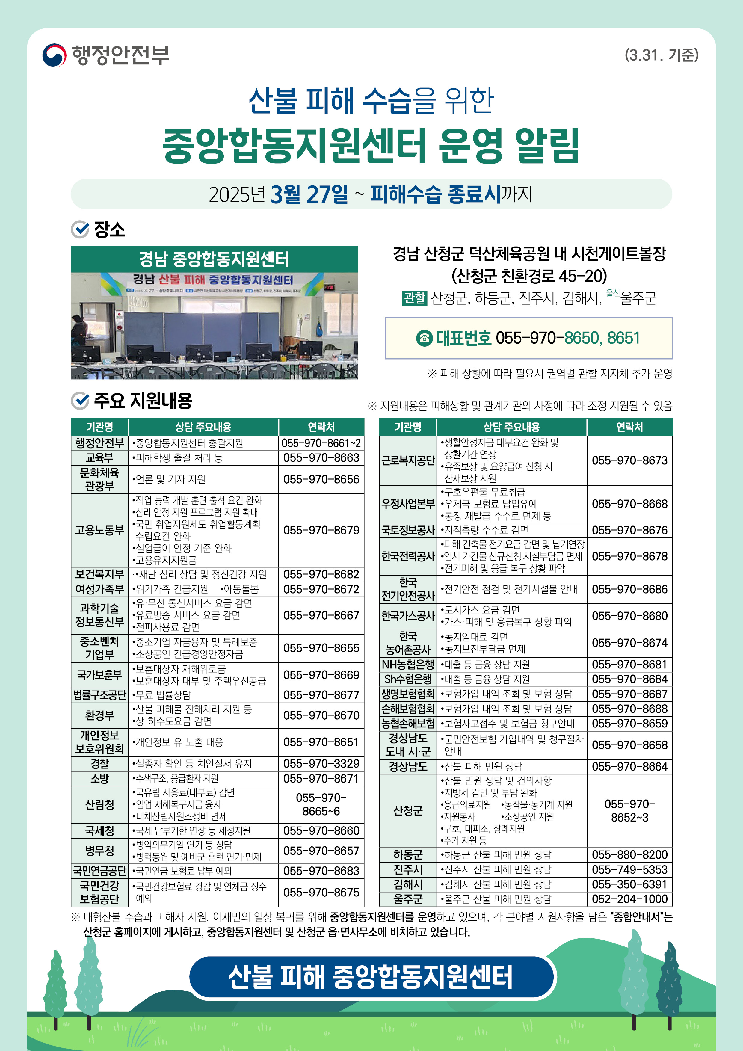 산불 피해 수습을 위한 중앙합동지원센터 운영 알림 1